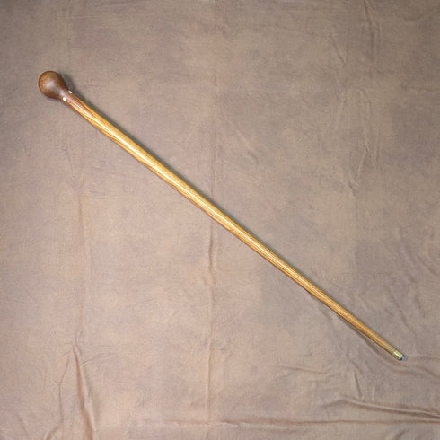 Antique Brown and Tan Marquetry Rondelle Handle Walking Stick 88cm